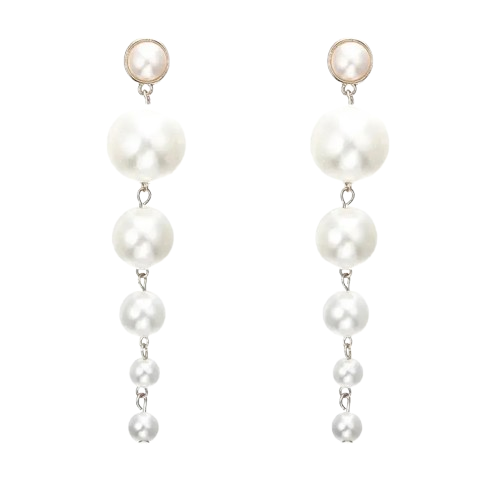 Сережки перлинні довгі висячі білі перлини (1139766534)