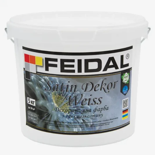 Краска декоративная с эффектом сатина Feidal Satin Dekor 5 кг Белый (1886455500)