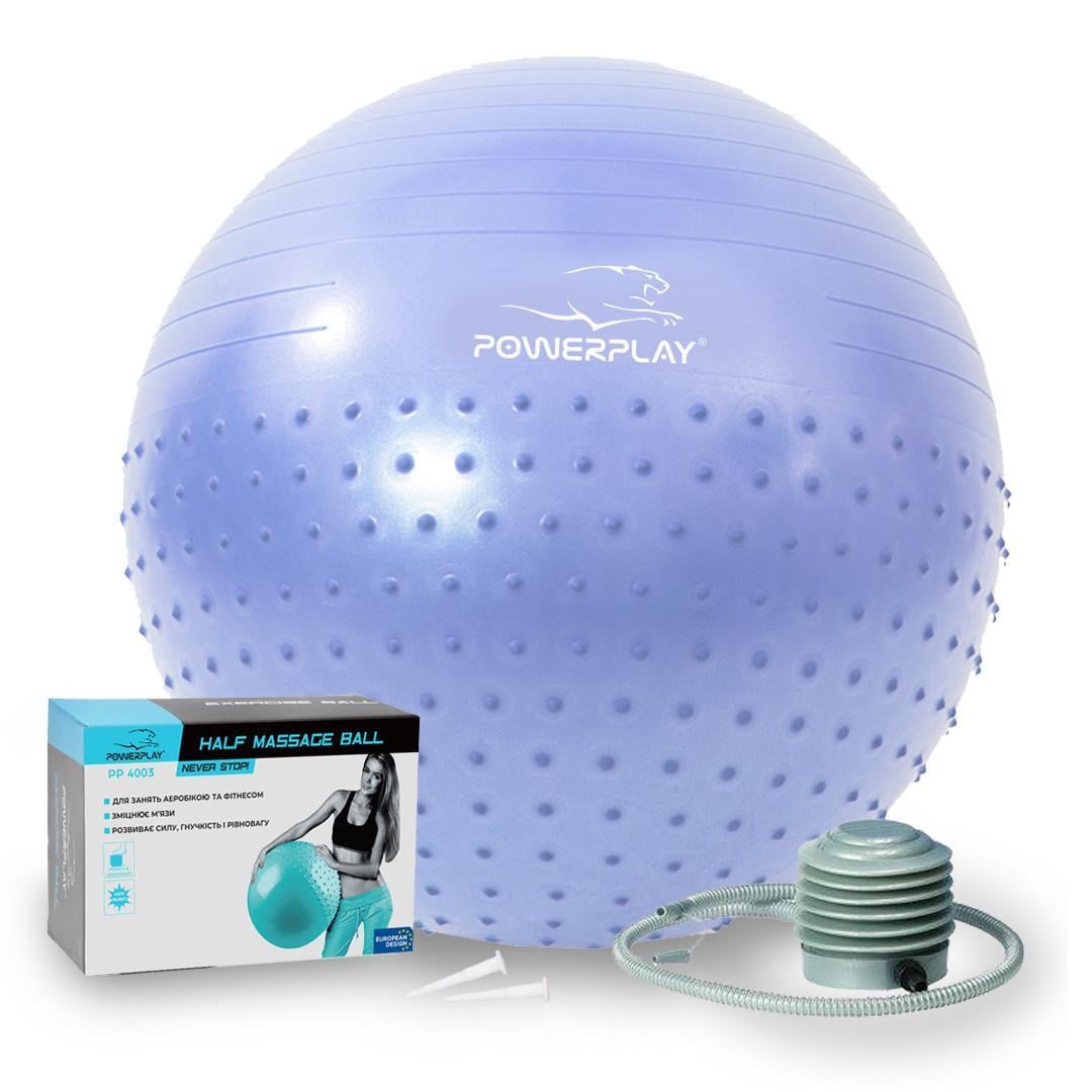 М'яч для фітнесу напівмасажний PowerPlay 4003 Gymball та помпа Ø 75 см Sky Blue (3019802288) М'яч для фітнесу напівмасажний PowerPlay 4003 Gymball та помпа Ø 75 см Sky Blue (3019802288)