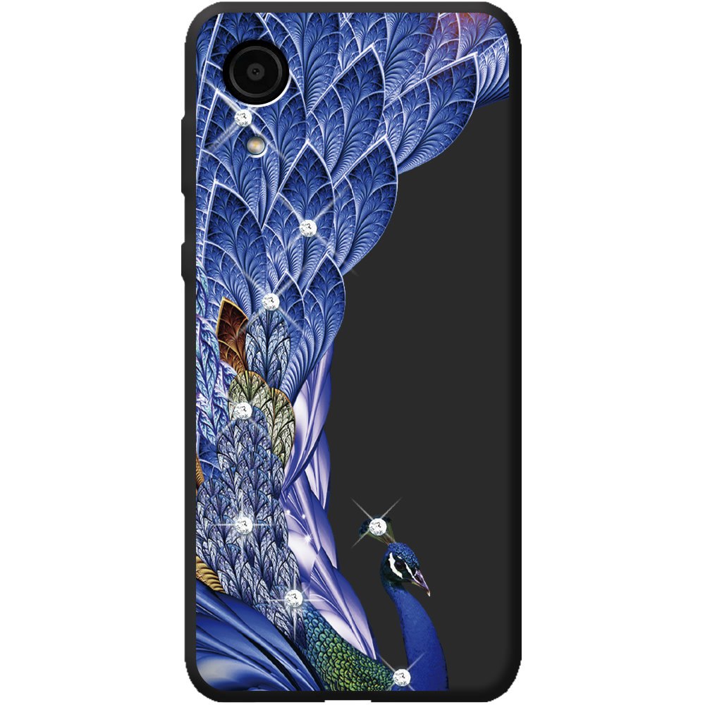 Чехол BoxFace Samsung Galaxy A03 Core (A032) Павлин со стразами Черный силикон (43939-rs7-44058)