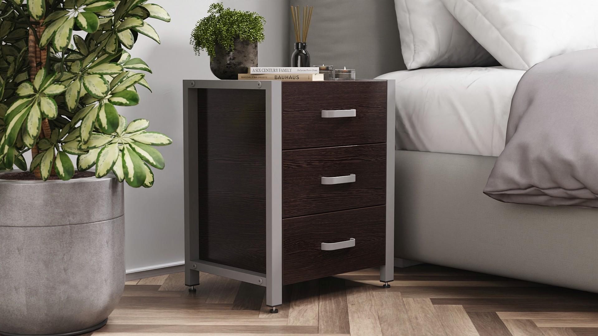 Тумба универсальная Ferrum-decor Вивьен 3 ДСП 16 мм 50x41x40 см Серый/Венге (FRD-106188)