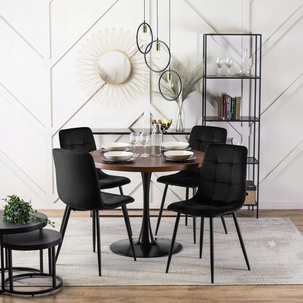 Стільці кухонні Homart велюрові 4 шт. WB-105 Чорний (9844) - фото 2 Стільці кухонні Homart велюрові 4 шт. WB-105 Чорний (9844) - фото 2