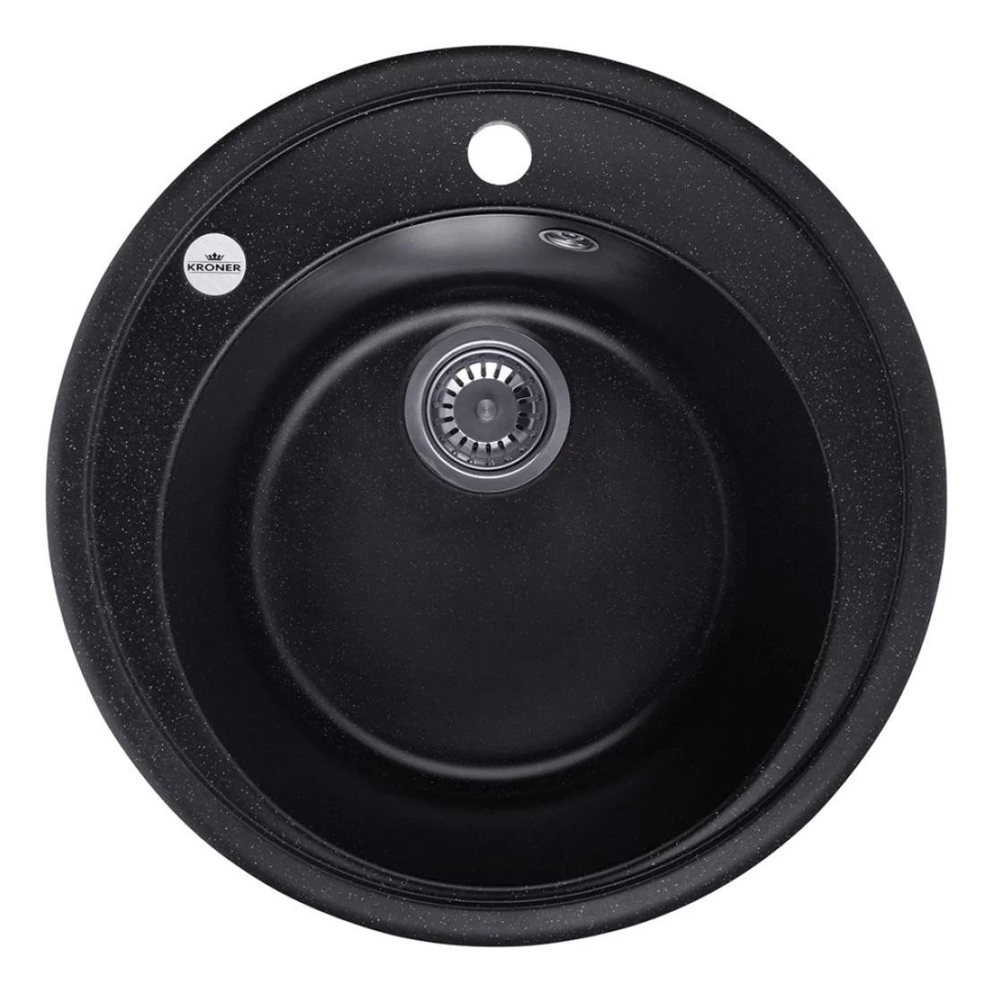 Мойка для кухни врезная Kroner KRP Komposit SCH 510 круглая 510х510 мм Черный (CV027405)