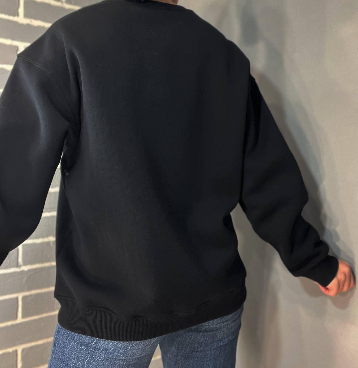 Свитшот женский PEPPER MINT 24-18 вышивка птицы оверсайз утепленный S Черный (973) - фото 6