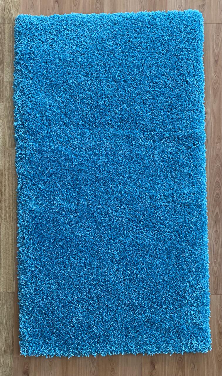 Ковер высоковорсовый прямоугольный однотонный гипоаллергенный 150х300 см Голубой (2827887638)