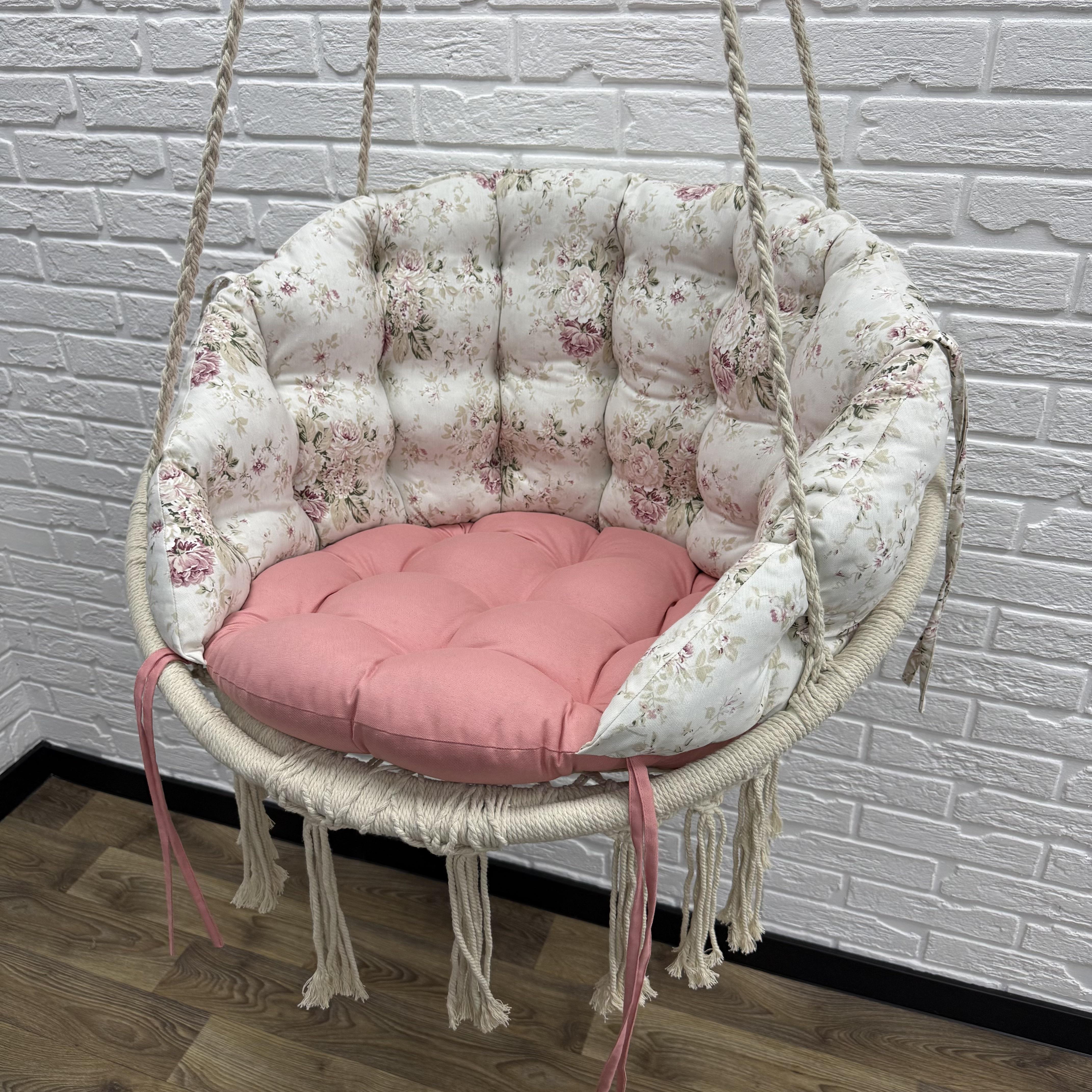 Подушка для подвесной качели комбинированная Comfort Home Hydrangea панама 60х40 см