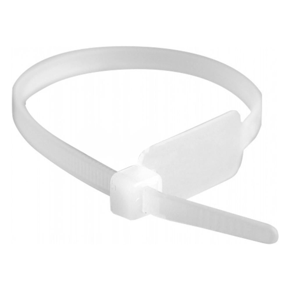 Хомут с маркировочной площадкой ДКС Quadro полиамид 4,8x190 мм/28х13 мм 1 шт. Белый (252190M)