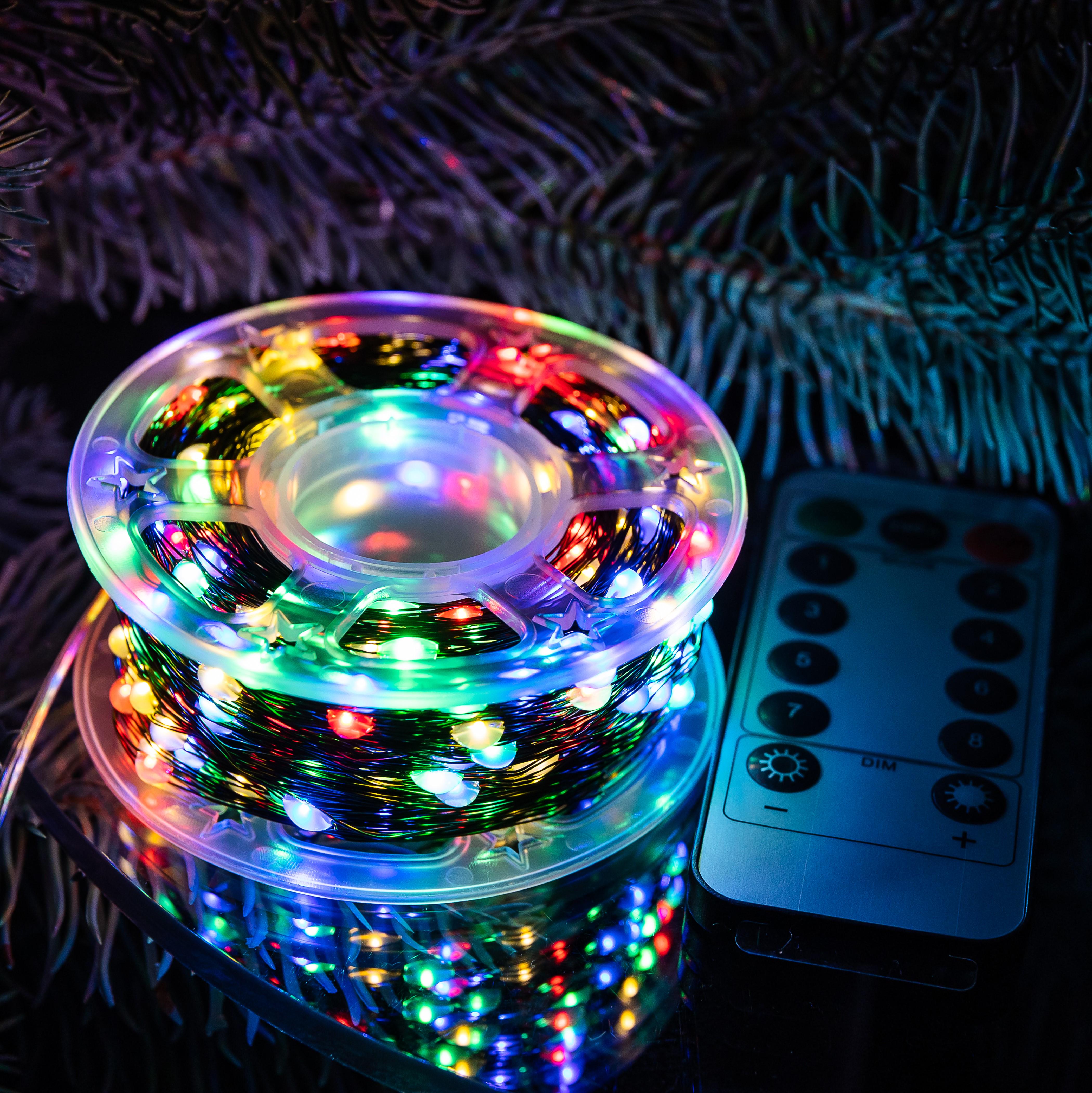 Гірлянда нитка для декору GarlandoPro Роса з пультом від мережі 500 LED 50 м Різнокольоровий (147-107-500L50MGML) - фото 1