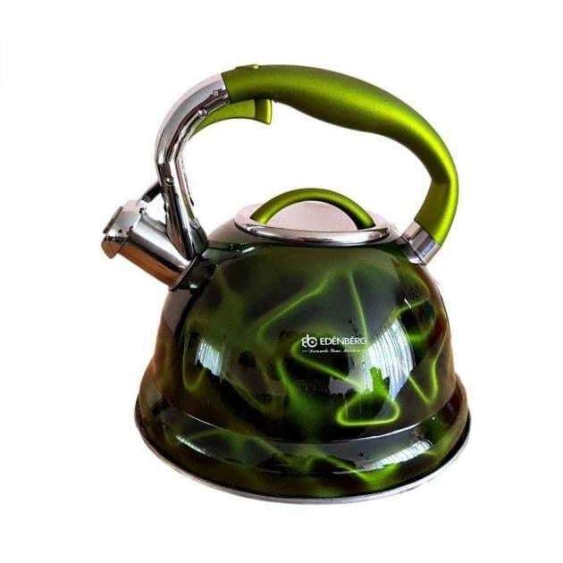 Чайник зі свистком для індукційних плит Edenberg EB-1911 металевий 3 л Зелений (2530556616) - фото 2