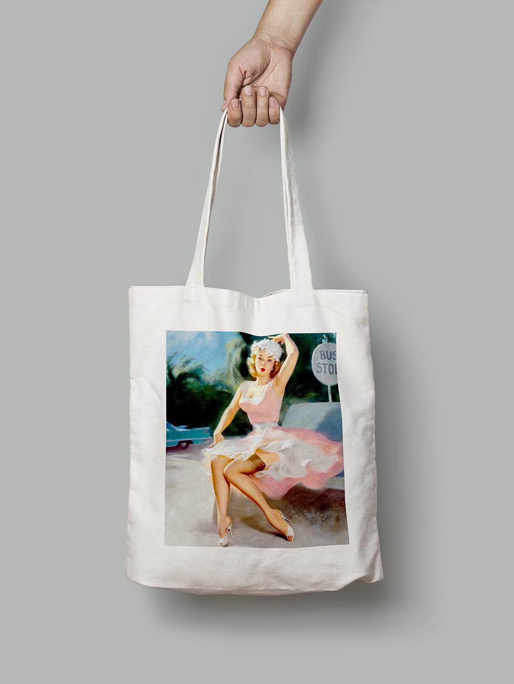 Эко-сумка Автобусная остановка. Билл Мэдкалф шопер (pin_up2135002_Bag)