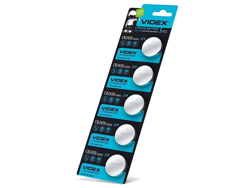 Батарейка литиевая CR2450 5шт BLISTER CARD Videx Батарейка литиевая CR2450 5шт BLISTER CARD Videx