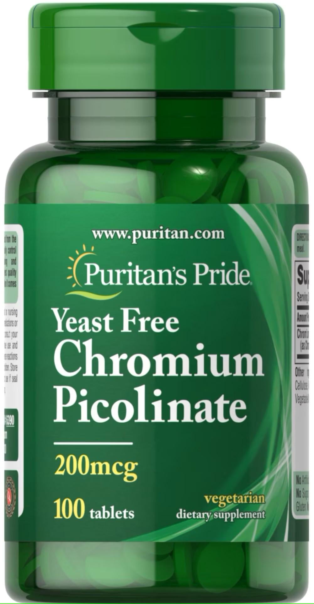 Хром Puritan's Pride Chromium Picolinate 200 mcg Yeast Free 100 таблеток