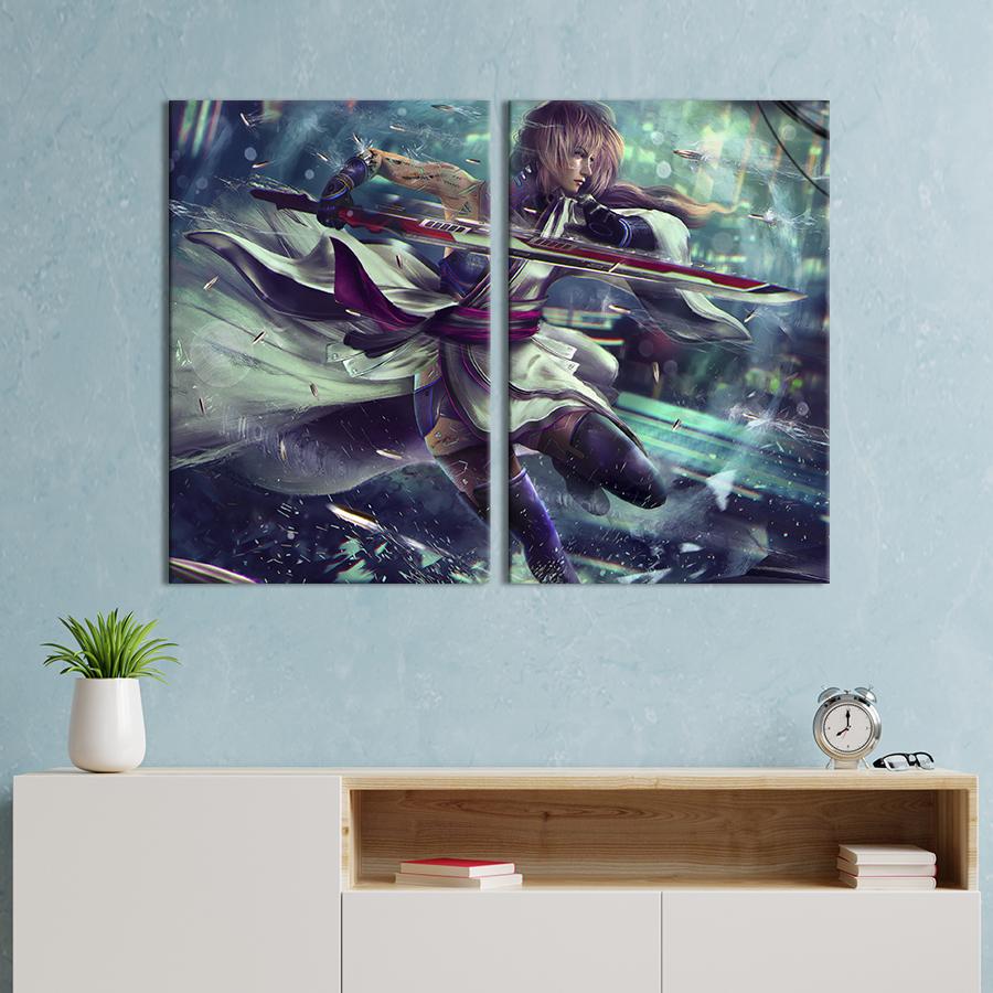 Настенный декор диптих картина на холсте для интерьера Cyberpunk girl 165x122 см (663-2)