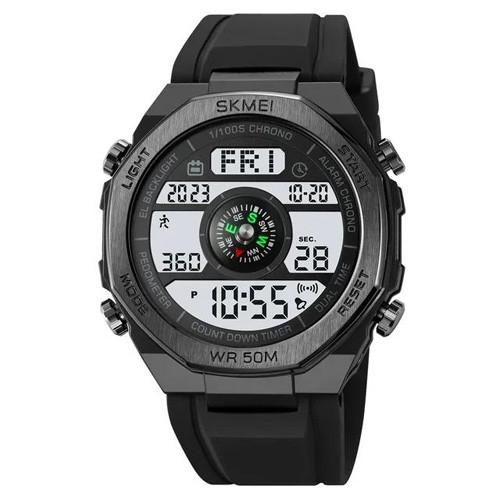 Годинник наручний електронний Skmei Compass Pedometer Black/White (2245499836)