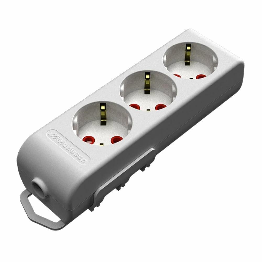 Колодка Mutlusan 3 гнізда з заземленням зі шторками (49-12-13)