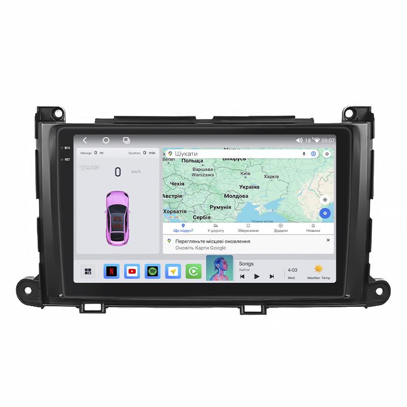Автомагнитола штатная Lesko для Toyota Sienna III 2010-2014 4/64 QLED CarPlay 4G Wi-Fi GPS Prime 9" (22391785)
