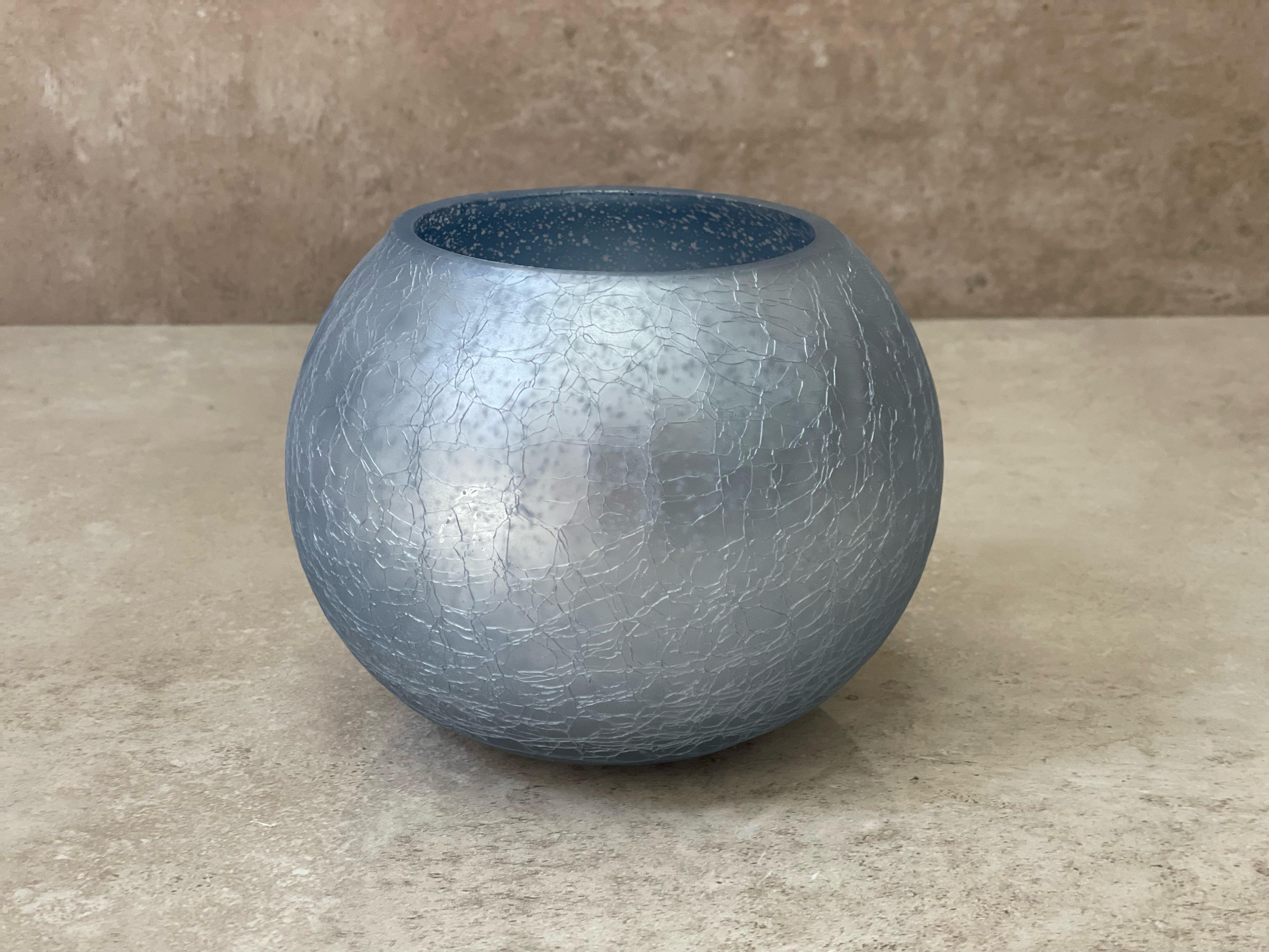 Подсвечник с эффектом разбитого стекла J-LINE 15х15х12 см Матовый синий