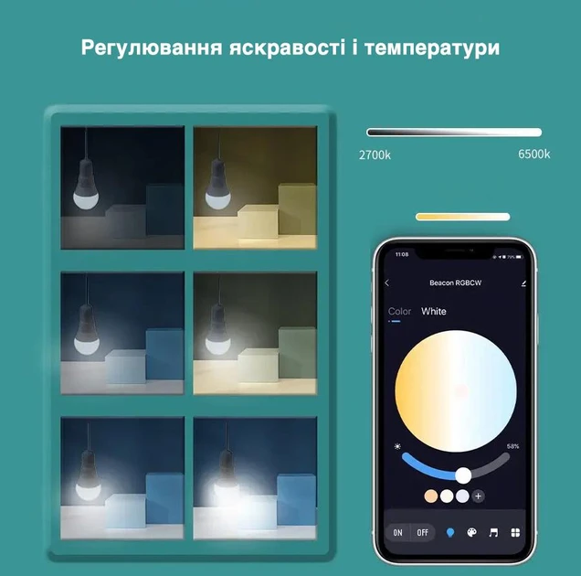 Лампочка Tuya Smart Life E27 RGB Bluetooth (2612939390) - фото 5