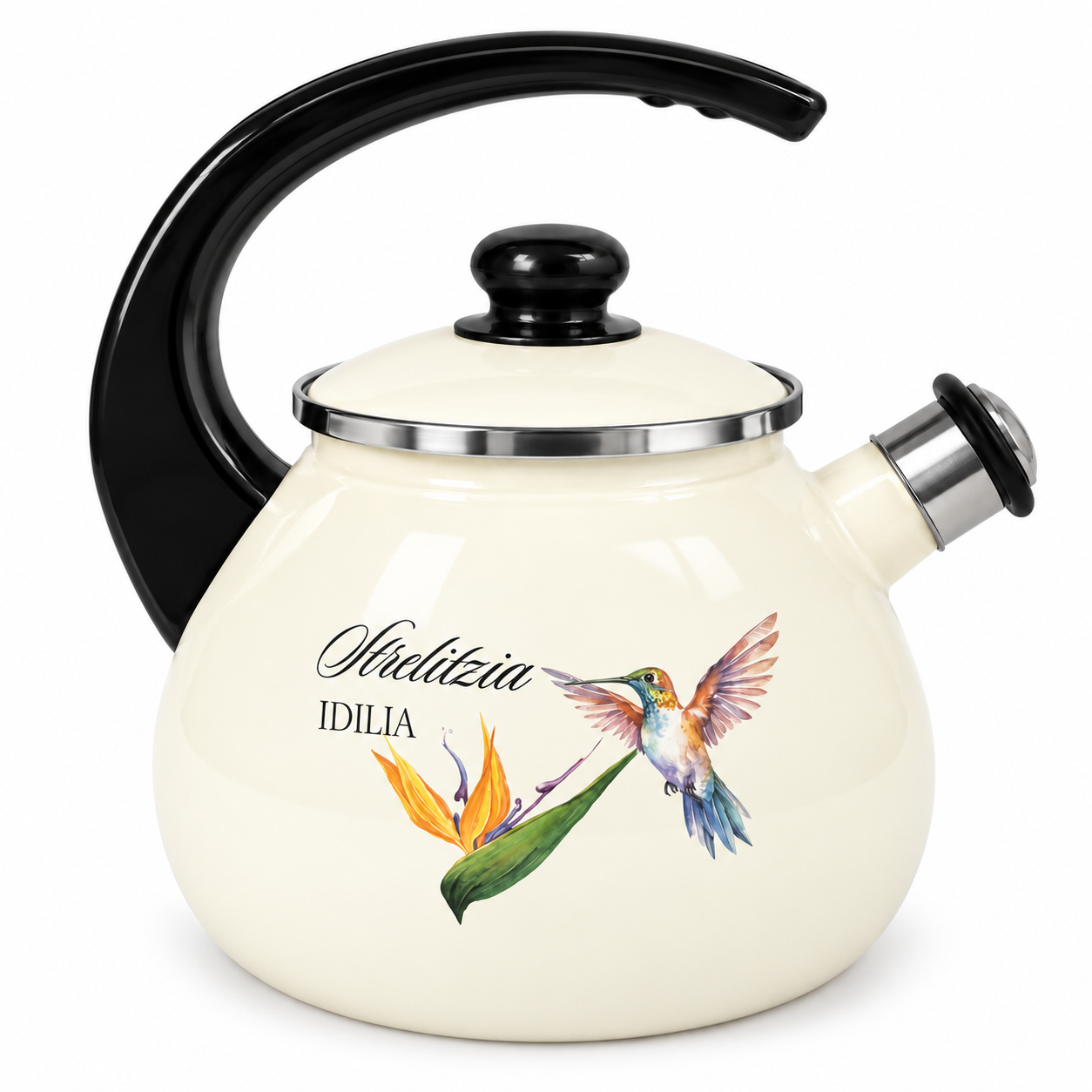 Чайник зі свистком Idilia Колібрі емальований 2,5 л (2711/2)