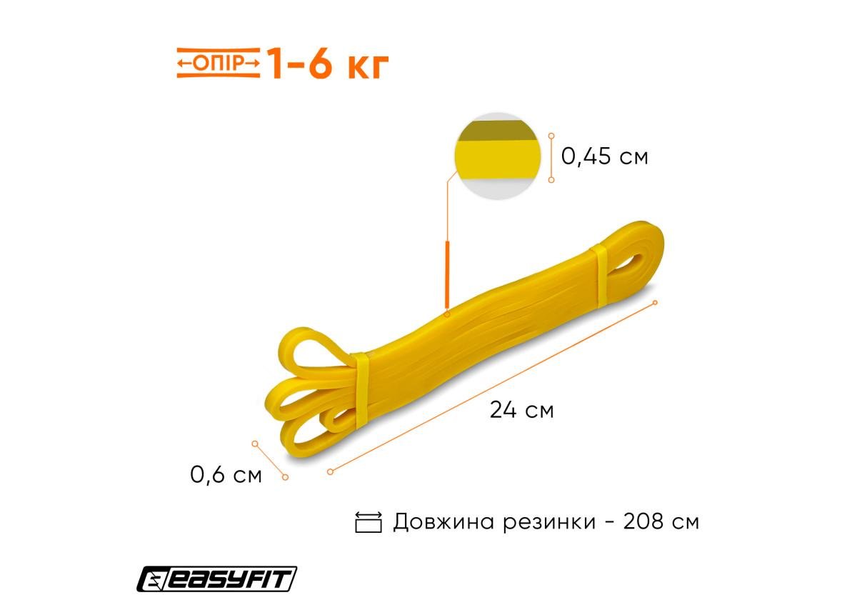 Гумова петля EasyFit 1-6 кг Жовтий (EF-2654-1) - фото 6 Гумова петля EasyFit 1-6 кг Жовтий (EF-2654-1) - фото 6
