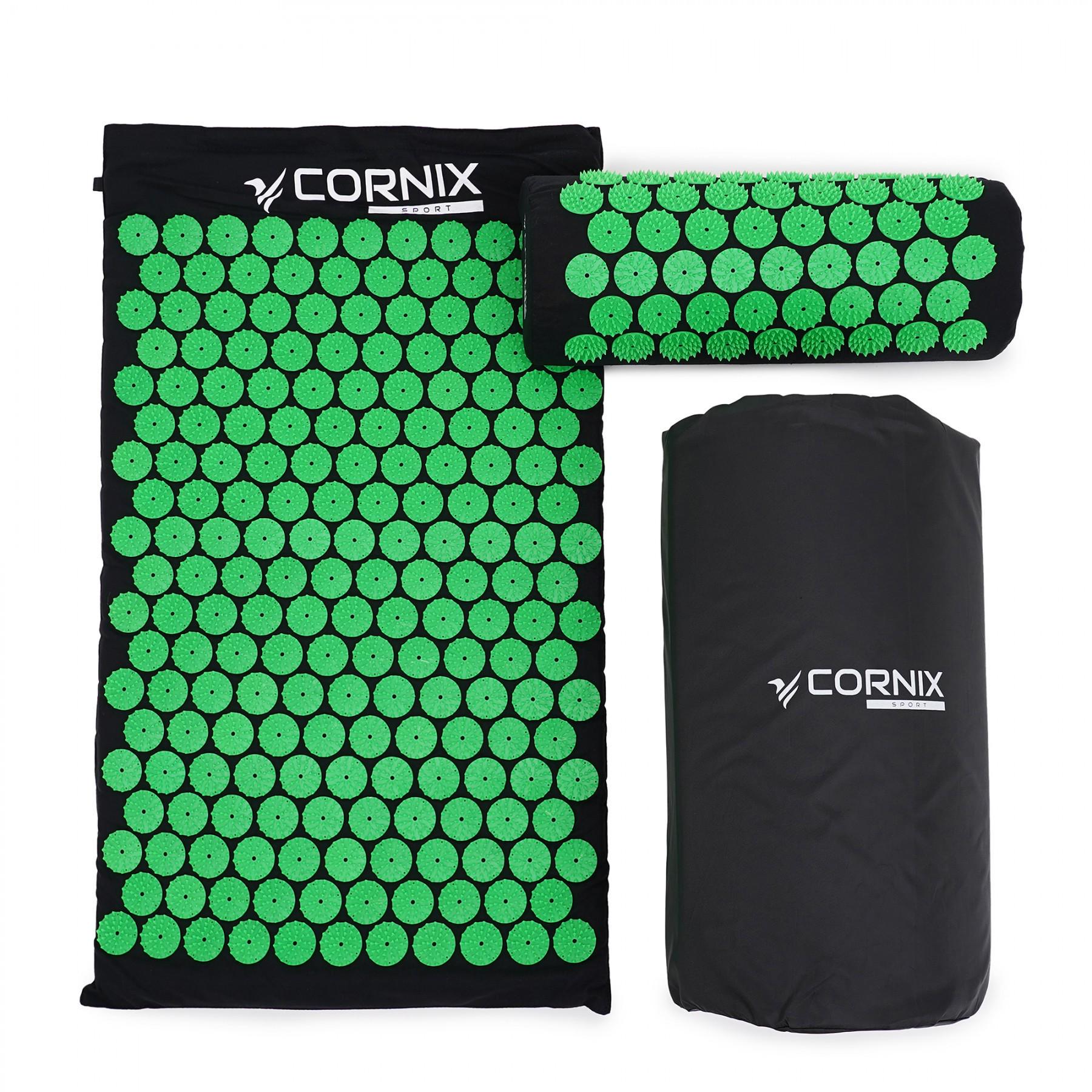 Коврик акупунктурный с валиком Cornix XR-0110 Classic Mat Аппликатор Кузнецова Black/Green (39480)