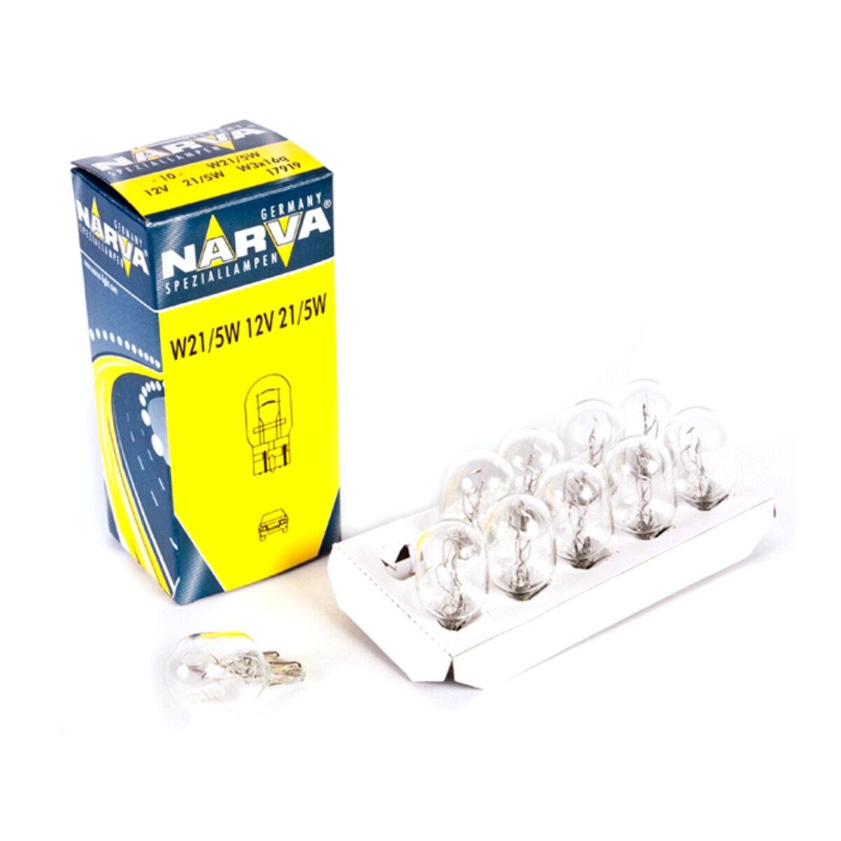 Автомобільна лампа розжарювання Narva W21/5W 12V 21/5WW3X16q 10 шт. (2557-61691)