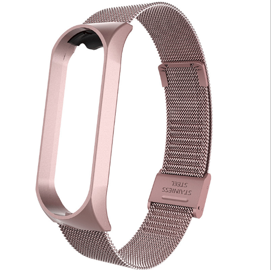 Ремешок для смарт-часов Xiaomi Mi Band 4/3 Milanese Buckle миланская петля на застежке металлический Розовый (2241P)