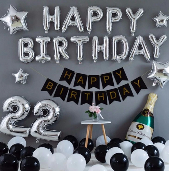 Набір надувних кульок Happy Birthday Silver 5957 13 пр. Сріблястий (4259123) - фото 4
