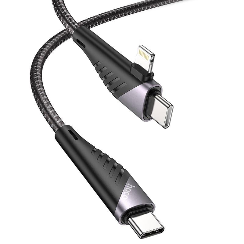 Кабель Hoco Combo 2в1 Type-C to Type-C/Lightning Freeway PD charging data cable U95 1,2 м (535d643a) - фото 4