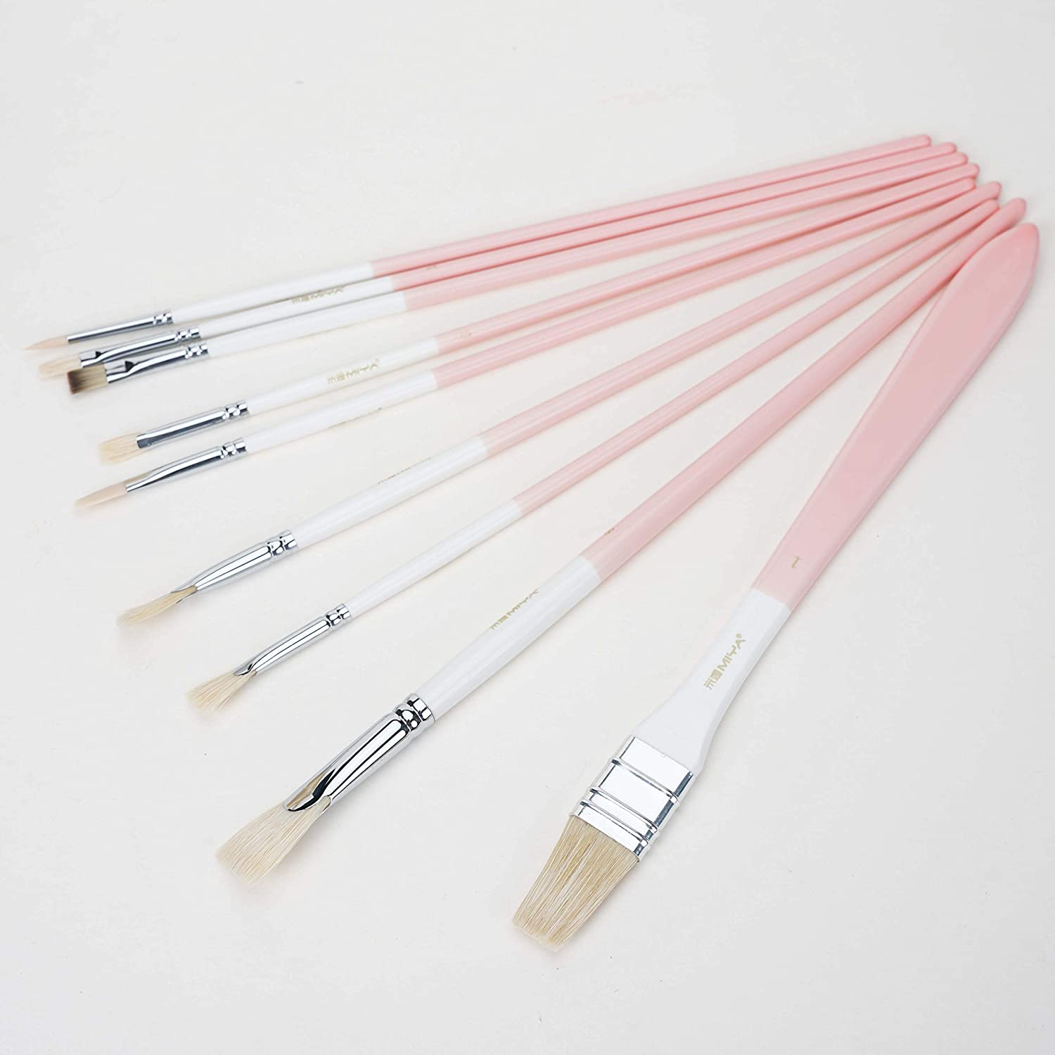 Художественные кисти MIYA ANIMALS Набор 9 шт. из натуральной щетины Розовая коробка - фото 3