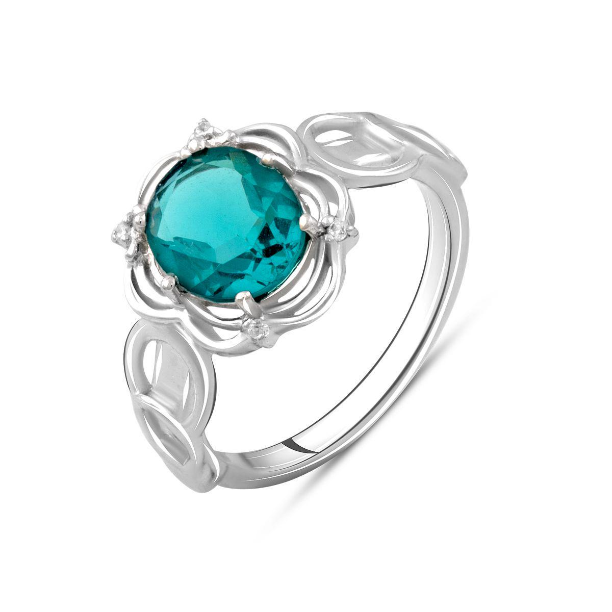 Кольцо серебряное с эмалированным изумрудом 0,35 ct 3,99 г р. 18 (2096436)