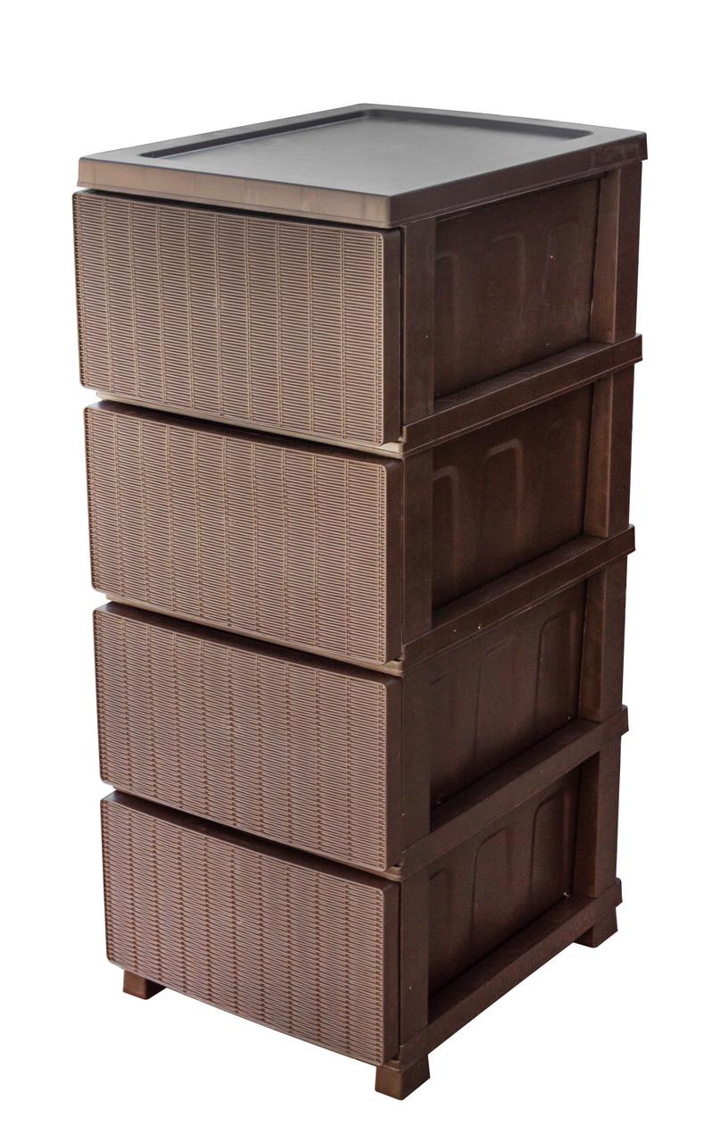 Комод пластиковый R-Plastic 34001 Ротанг на 4 ящика 86x45x35 см Коричневый (5158-КР) Комод пластиковый R-Plastic 34001 Ротанг на 4 ящика 86x45x35 см Коричневый (5158-КР)