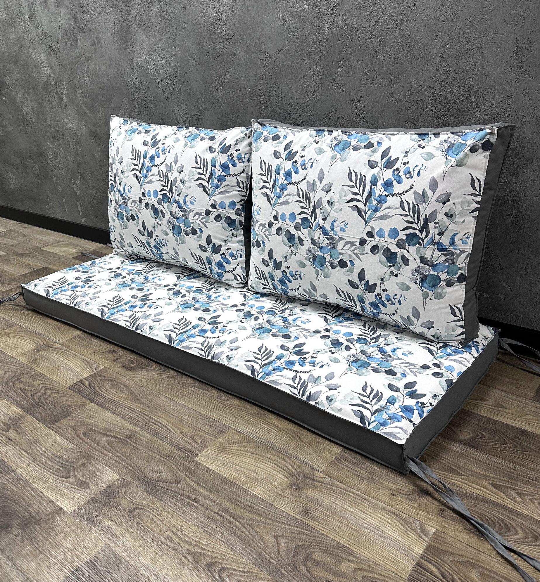Комплект матрас Comfort Home Eucalyptus с подушками на поддоны/качели/каркасы/садовая мебель 160х60х40х10 см