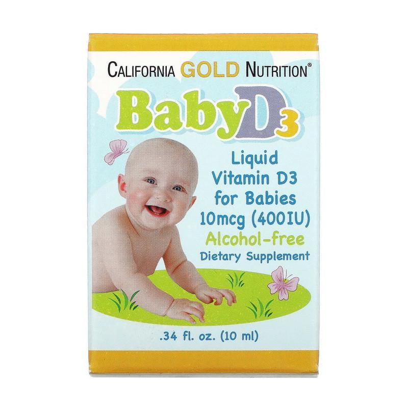 Вітамін для дітей California Gold Nutrition Baby D3 Liquid 10 мкг 400 IU 10 мл (20865-01)