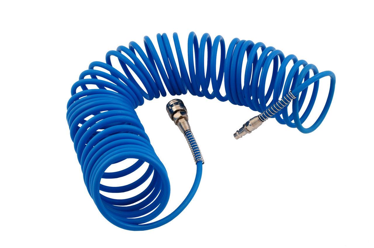 Шланг високого тиску спіральний із швидкознімними з'єднаннями MasterTool 81-8491 PU 15 атм 5,5х8 мм 10 м