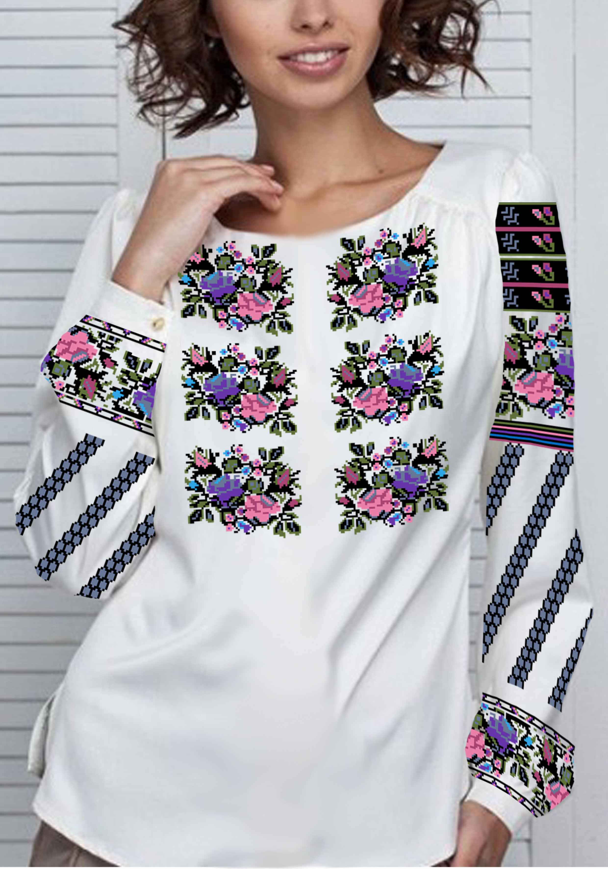 Заготовка для вышивки нитями или бисером рубашка СЖ-209 домотканое полотно