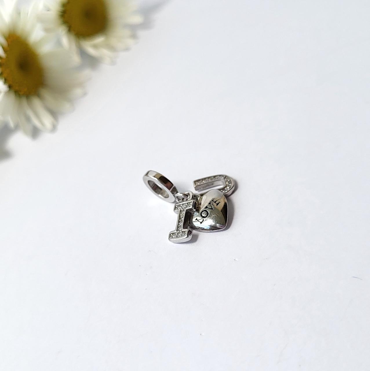 Підвіска шарм з підвіскою я кохаю тебе срібло 925 проби родоване 2,19 г (734)