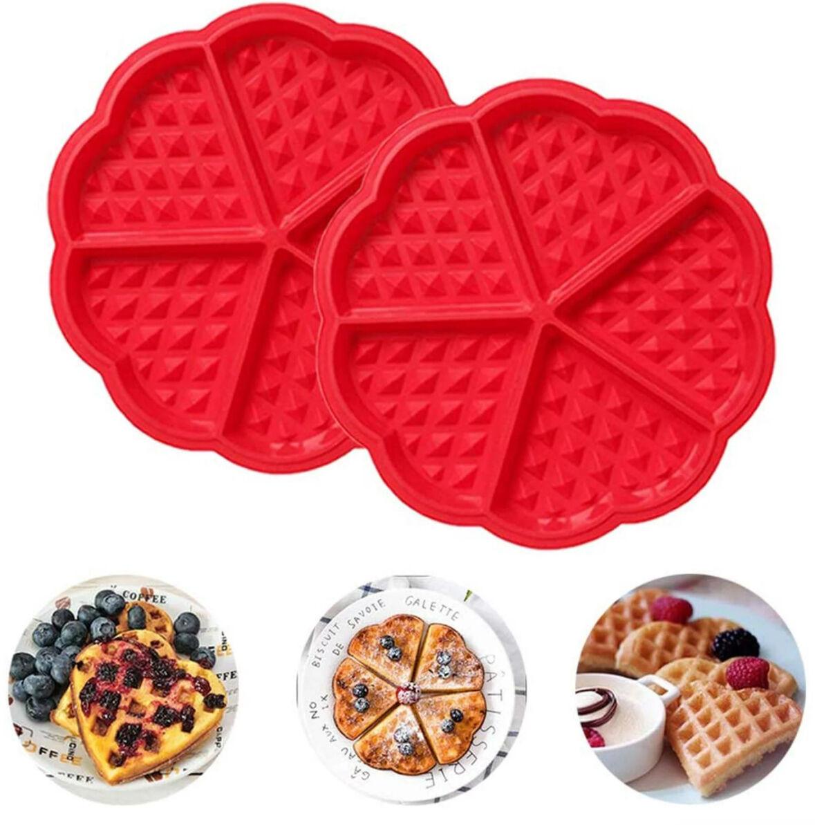Форма силіконова для випічки Вафель у формі Серця 18 см Червоний (2356744415) - фото 7