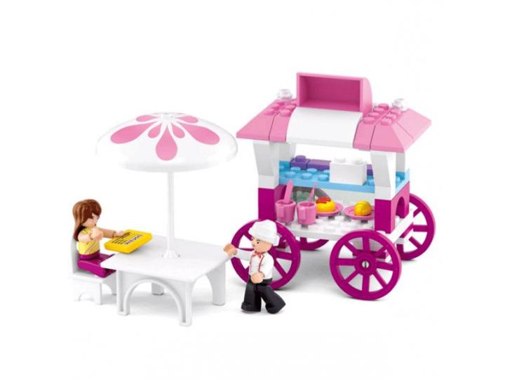 Конструктор Sluban M38-B0522 Рожева мрія кафе на колесах столик фігурки 2 шт. 78 дет. (6903149488019)