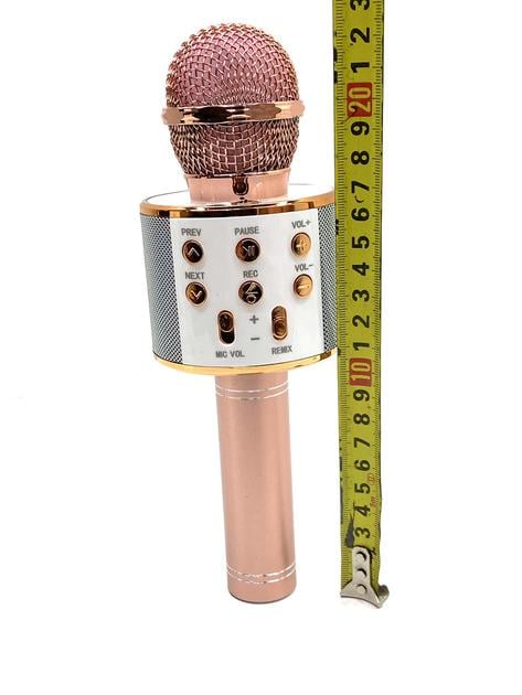 Микрофон-караоке беспроводной HOME WS858 Bluetooth USB Розовый - фото 3