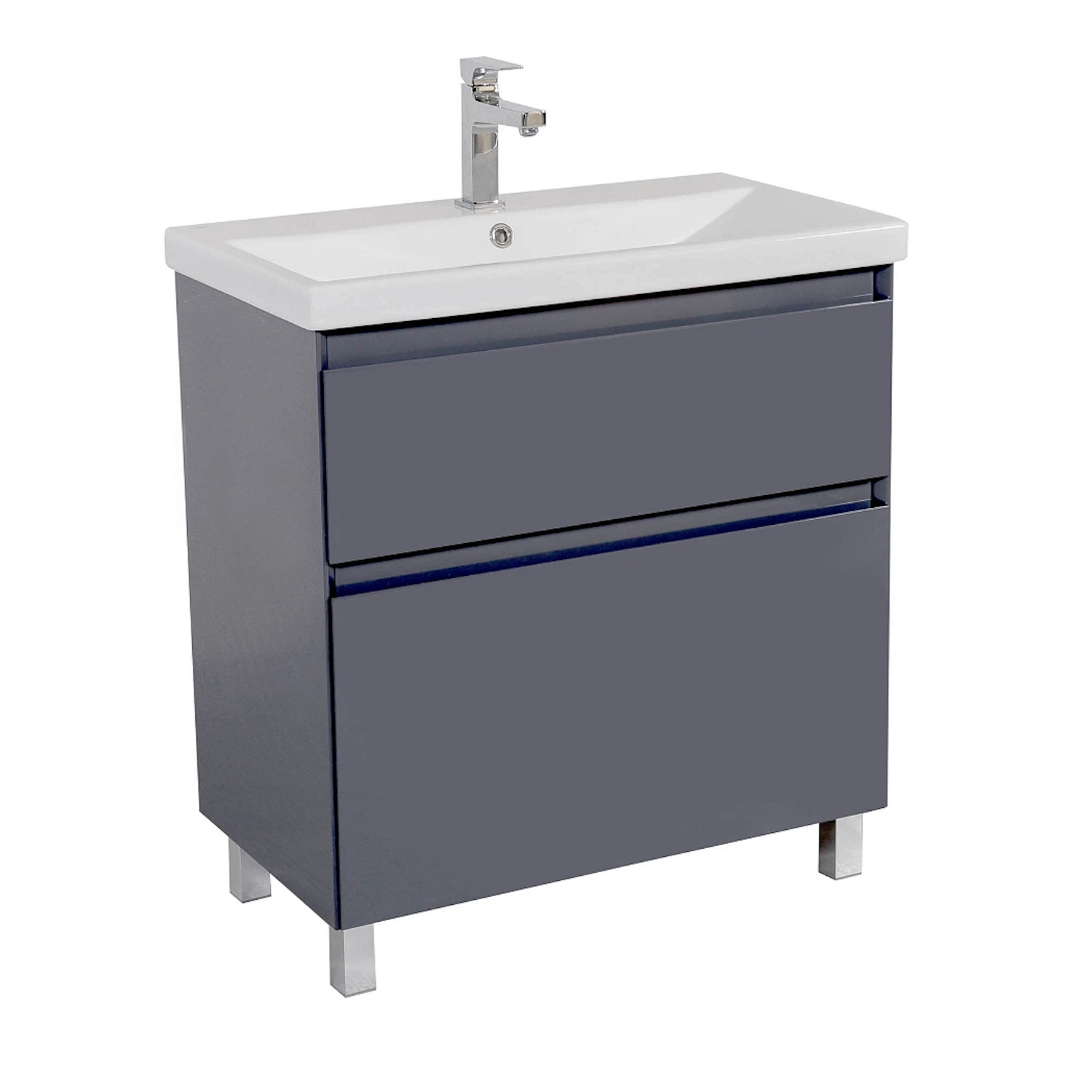 Тумба для ванной Aqua Rodos Элит 700x450 напольная с умывальником CeraStyle Элит 70 Графит глянцевый (АР000049084)