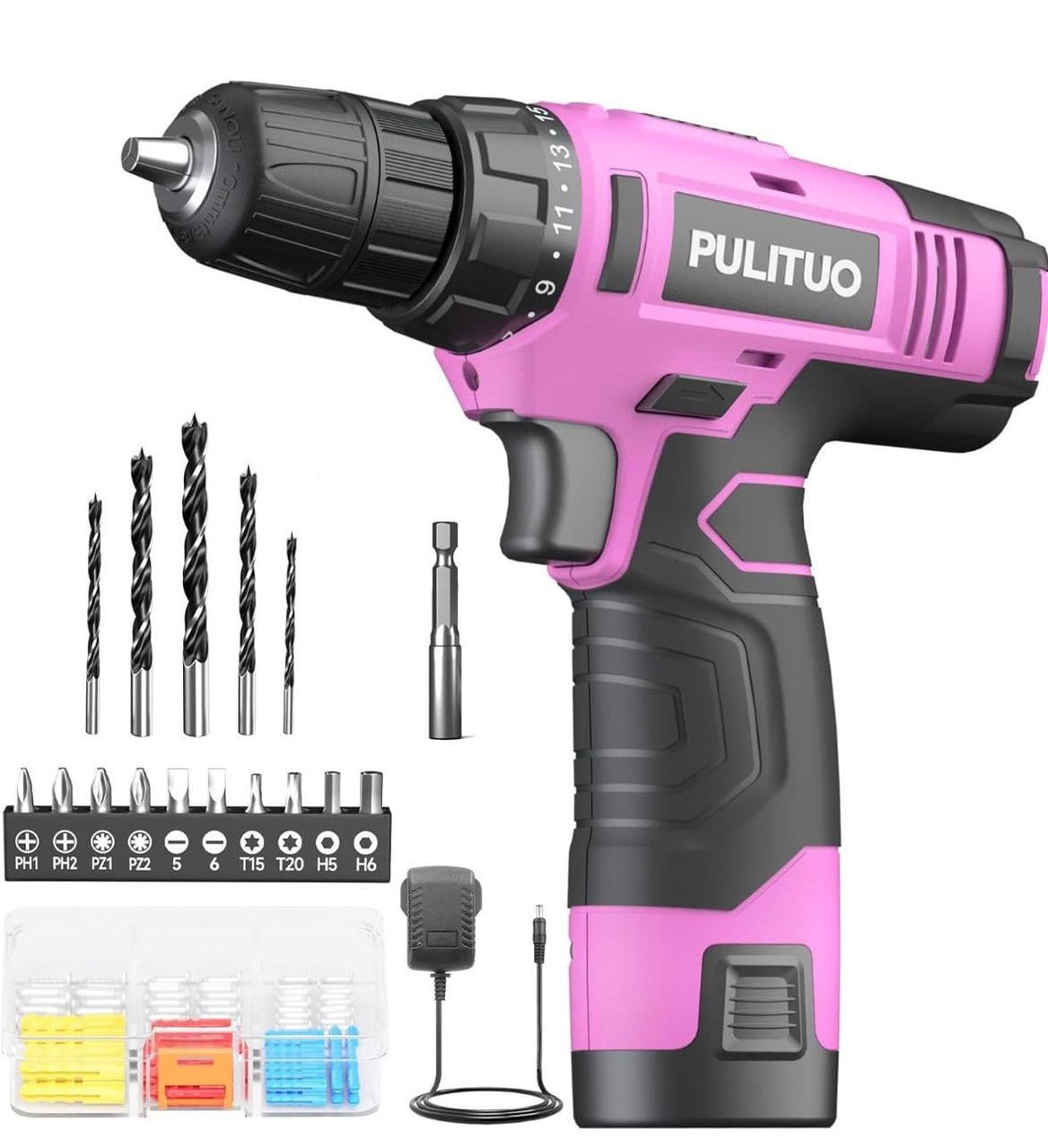 Дрель аккумуляторная PULITUO 12 В с литий-ионным аккумулятором