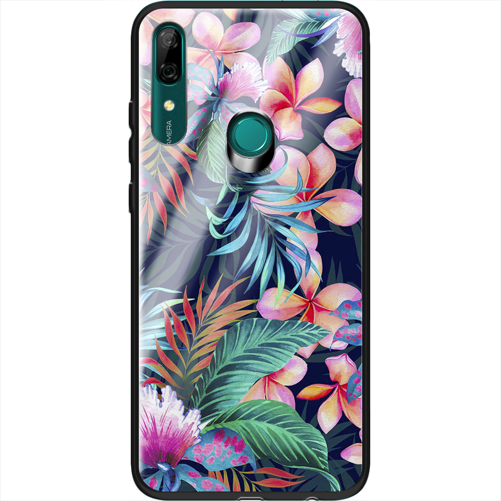 Чехол Boxface Huawei P Smart Z flowers in the tropics Черный силикон со стеклом (37381-up1971-37725)