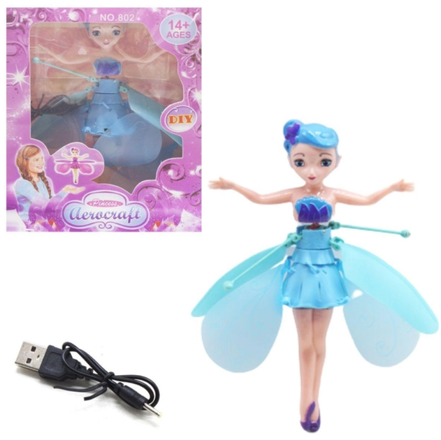 Кукла летающая Flying Fairy 802 сказочная Фея со световыми эффектами и датчиком движения Голубой (2685712188)