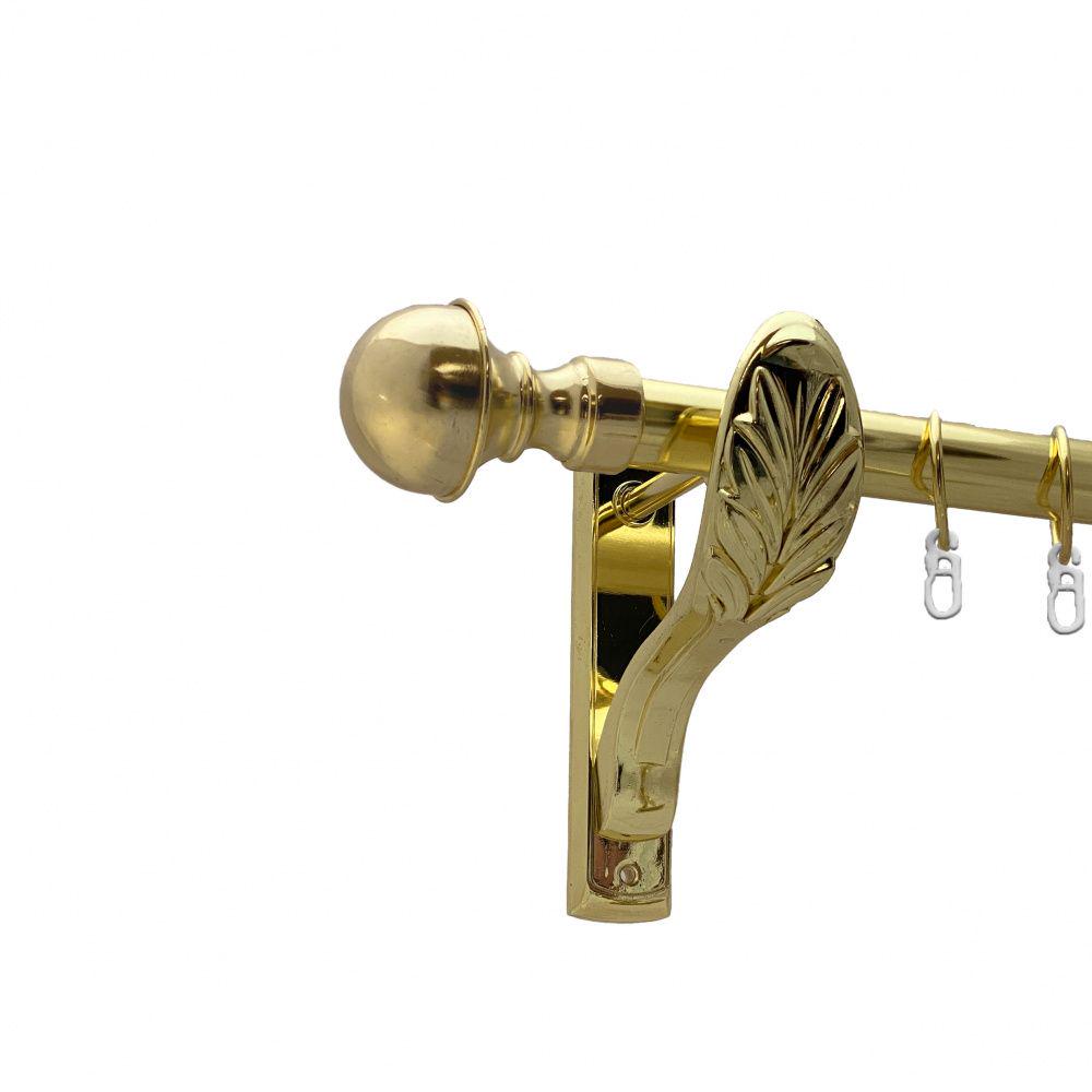 Карниз металевий Orvit Бостон однорядний ретро/гладка труба/кільце металеве Золото 25 мм 240 см (00-00009752)