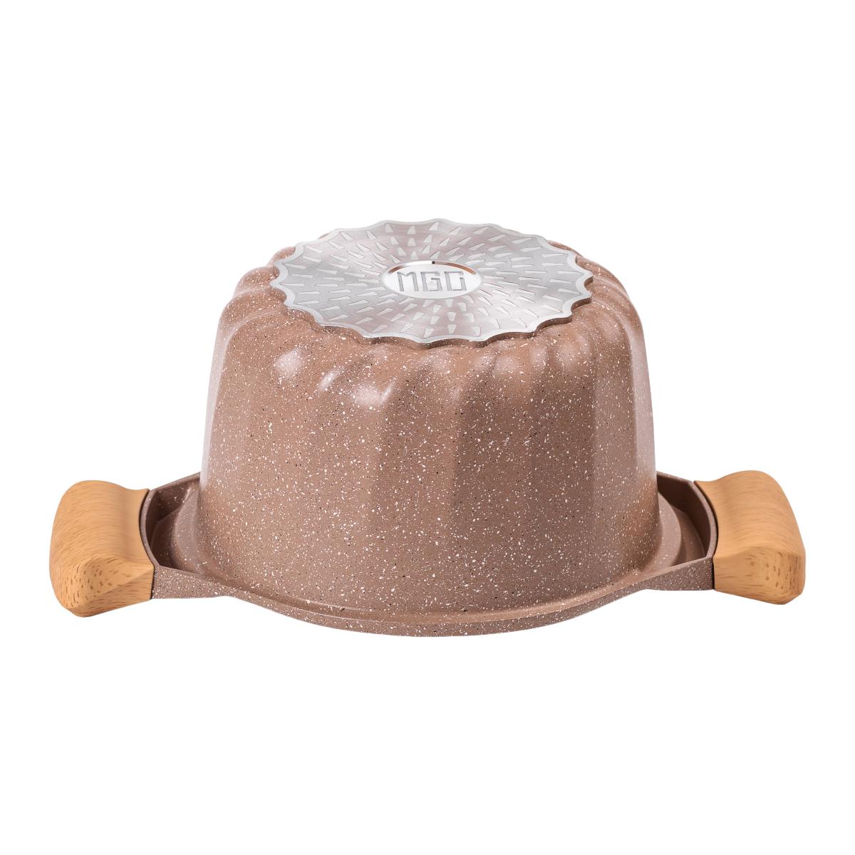 Кастрюля алюминиевая MGC во французском стиле с антипригарным покрытием стеклянная крышка 3 л Бежевый (HP-4-432CO) - фото 5