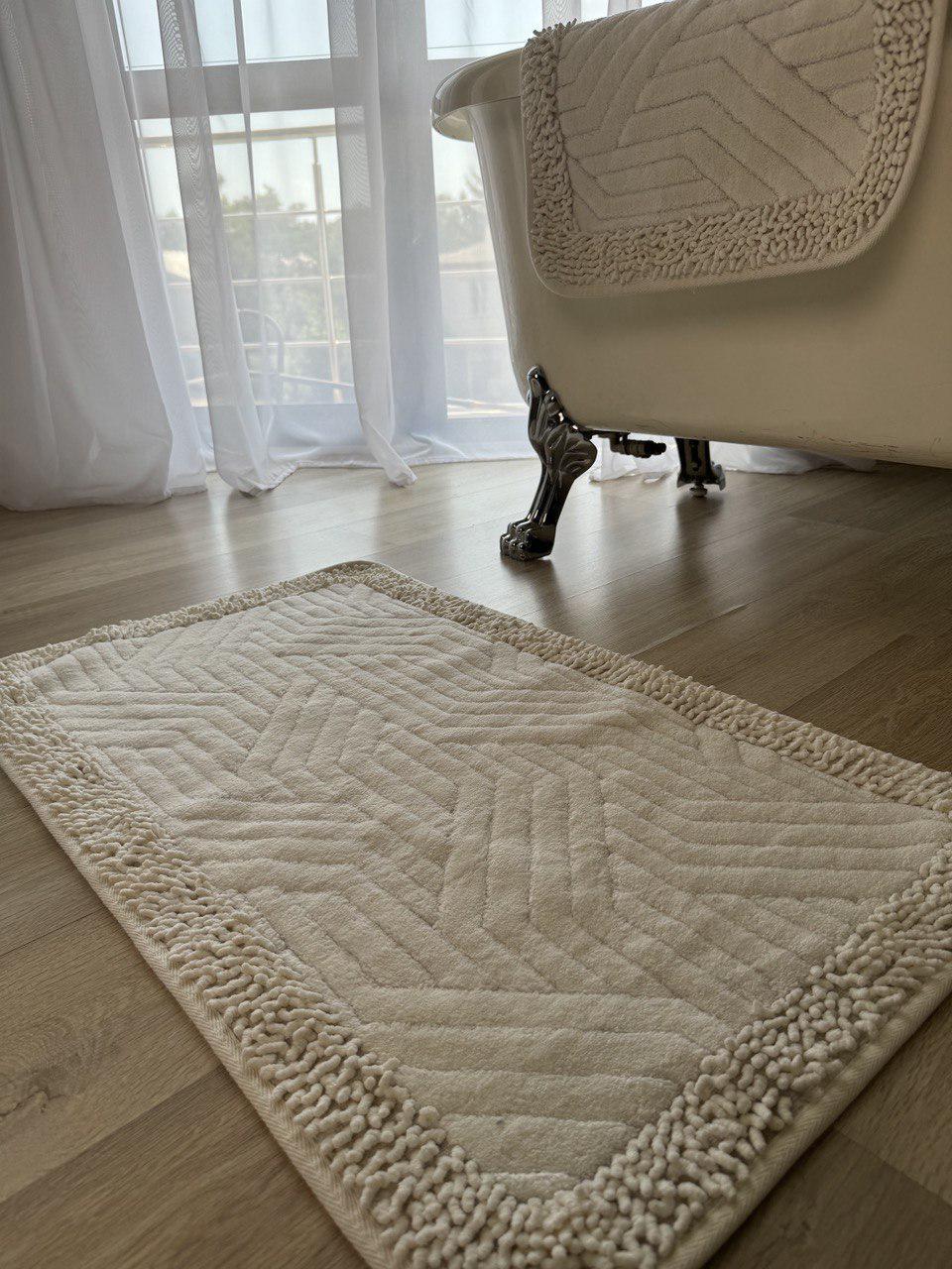 Набор ковриков Tropikhome Shaggy Plain для ванной и туалета хлопковые 60x100/50x60 см Cream (1903/cream) - фото 3 Набор ковриков Tropikhome Shaggy Plain для ванной и туалета хлопковые 60x100/50x60 см Cream (1903/cream) - фото 3