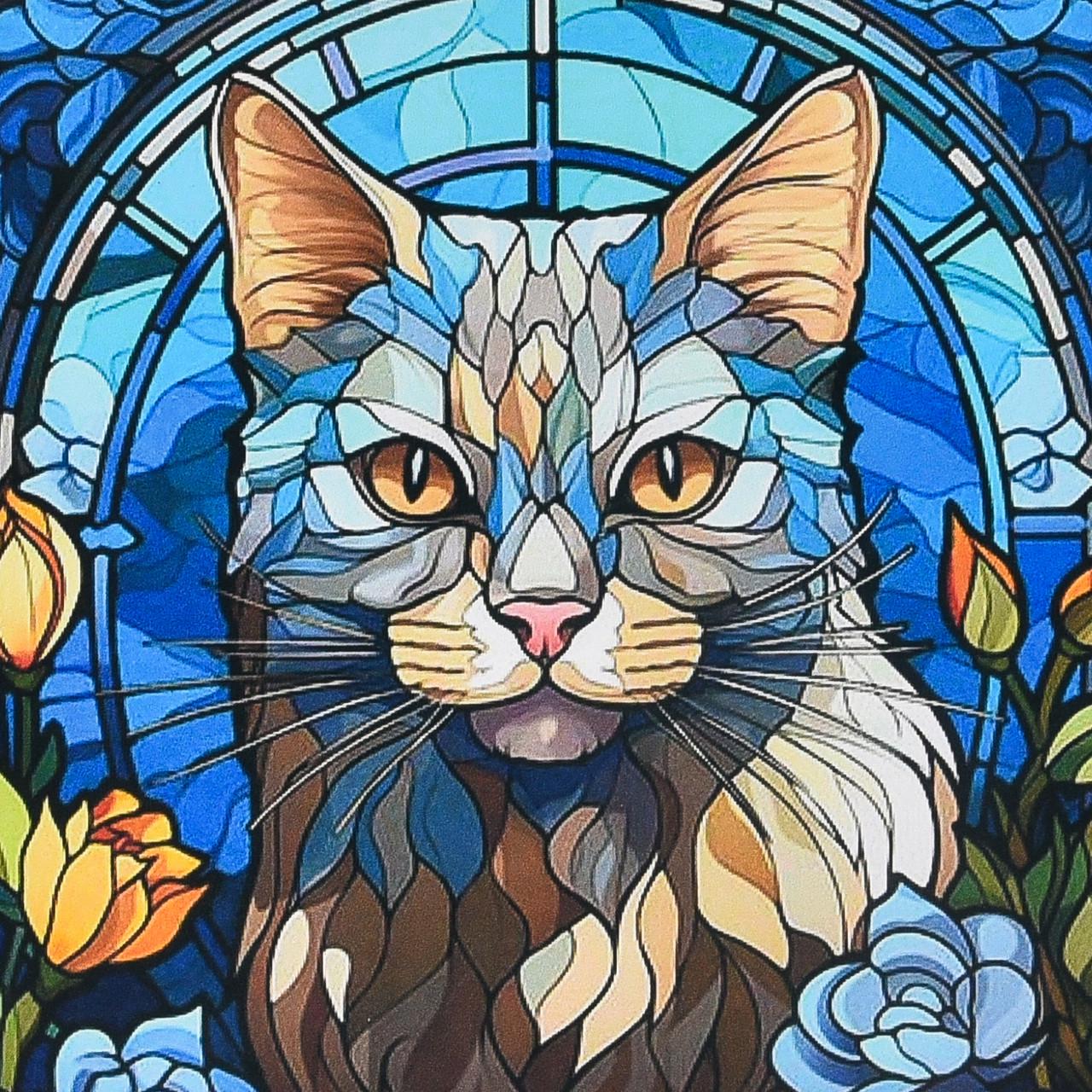 Алмазна мозаїка на підрамнику Strateg DEEX16298 Сяйво білої кішки 30х30 см