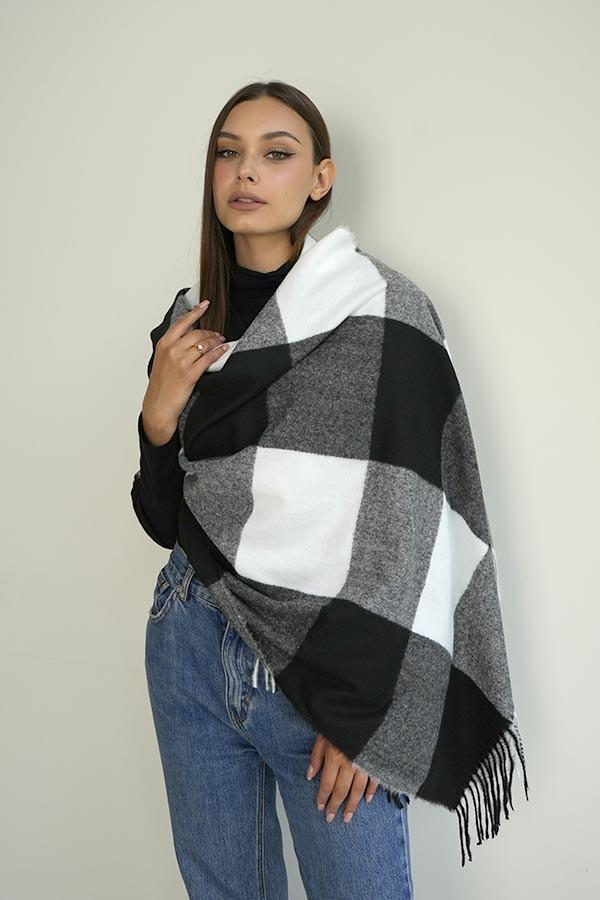 Палантин кашемировый Braxton Квадраты II 7027-2 Черный/Белый (26479905)