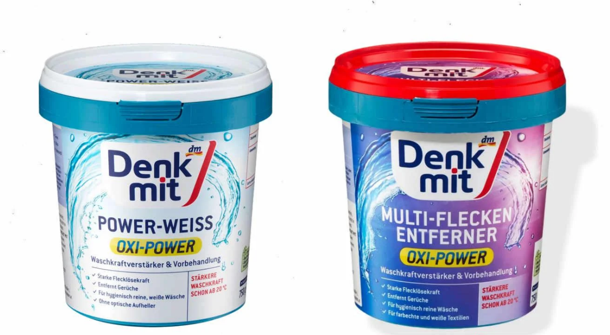 Набір плямовивідник кисневий/відблювач Denkmit Oxi Power для кольорових речей 2х750 г (31943682) Набір плямовивідник кисневий/відблювач Denkmit Oxi Power для кольорових речей 2х750 г (31943682)